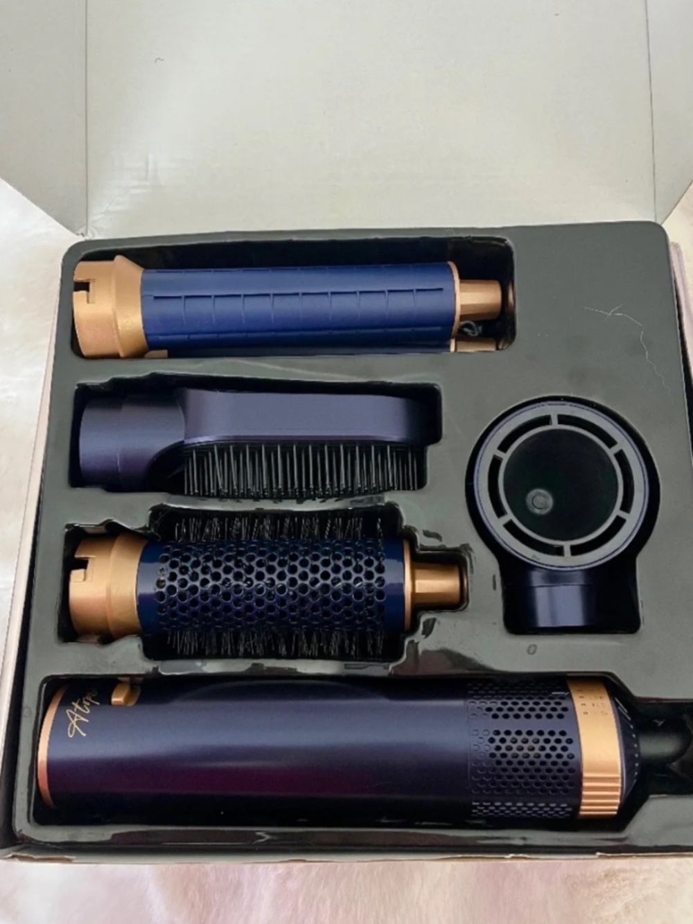 ATOPSKINS 5-In-1 Multi-Functional Heat Styling Brush & Curling Iron